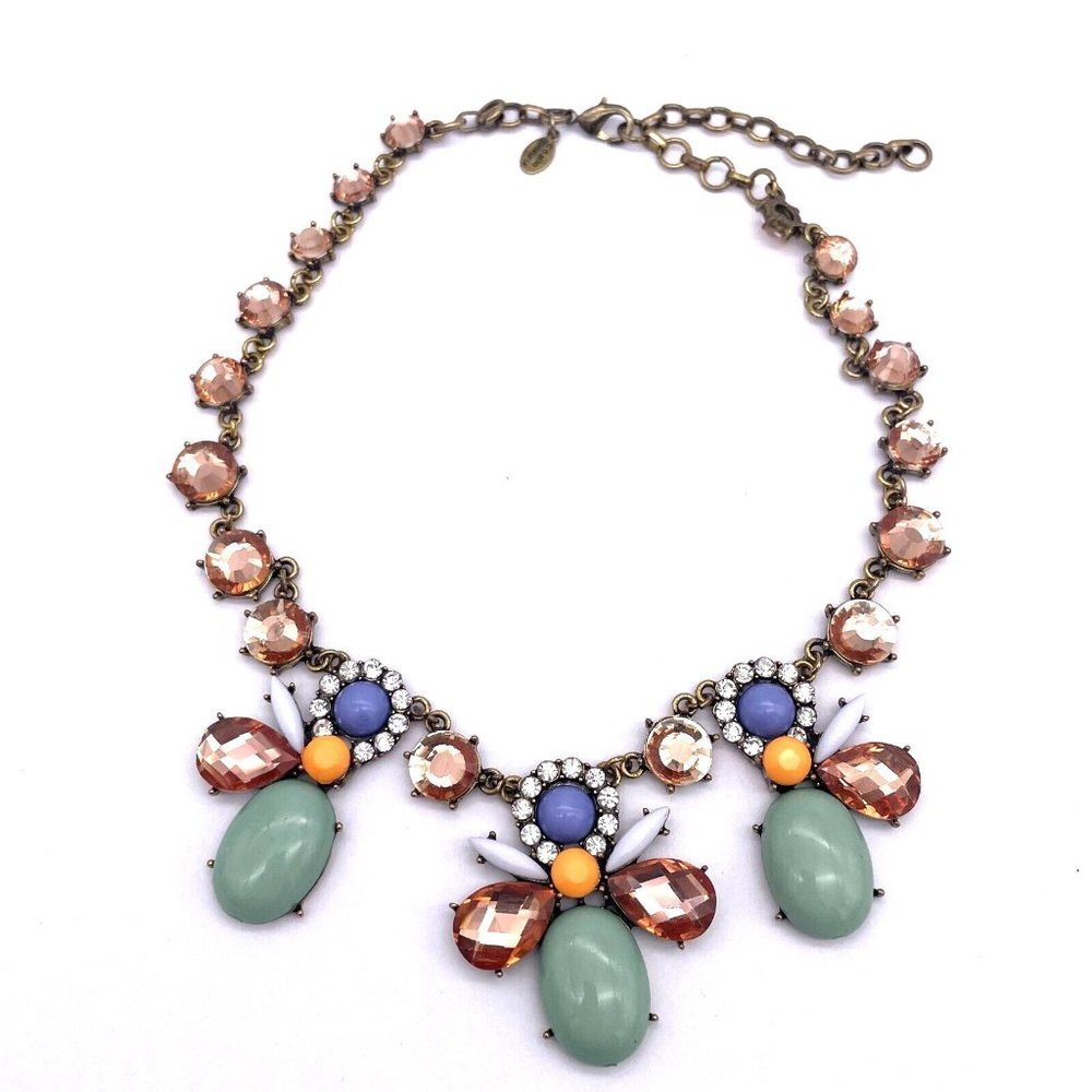 Leslie Danzis Chunky Rhinestone Statement Necklace Gold-Tone 16-20 Inch